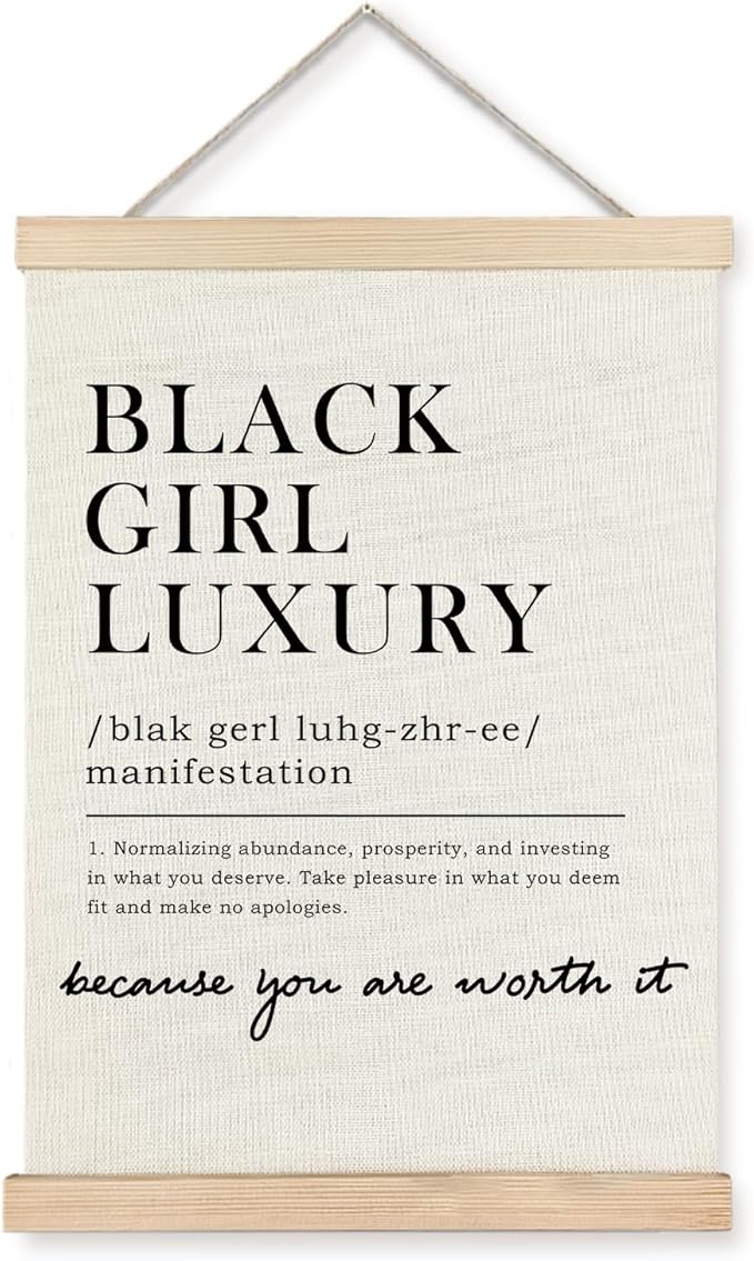Exqcom Black Girl Luxury Inspirational Wall Art Poster, Inspirational Gifts for Black Women, African American Positive Affirmations Posters for Home Living Room Office, 12x16 Inches