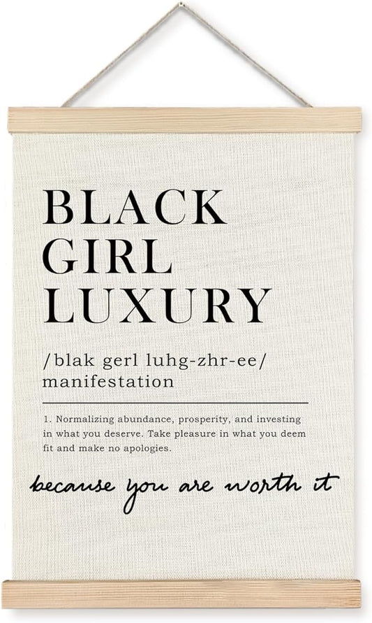 Exqcom Black Girl Luxury Inspirational Wall Art Poster, Inspirational Gifts for Black Women, African American Positive Affirmations Posters for Home Living Room Office, 12x16 Inches