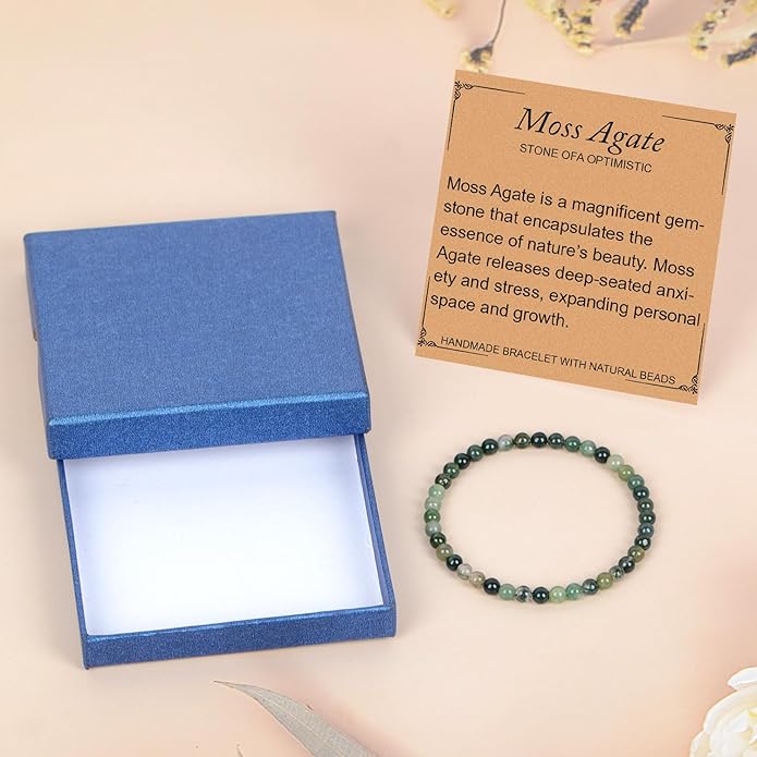 LPBeads Handmade Natural Gemstone Stretch Elastic Bracelet Healing Crystal Round Stone Beads Jewelry Gifts for Women Men