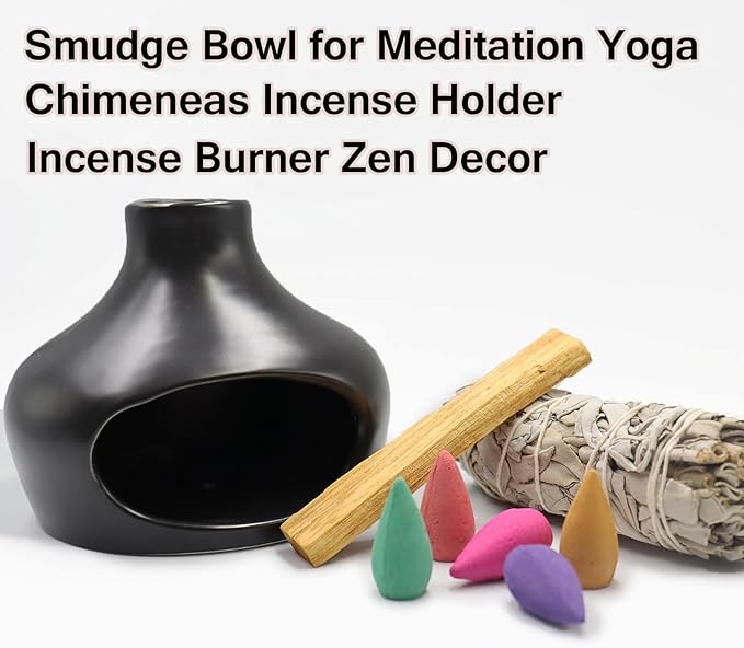 Palo Santo Holder, Incense Burner Zen Decor, Smudge Bowl for Meditation Yoga, Chimeneas Incense Holder, Handmade Ceramic Incense Holder Ash Catcher