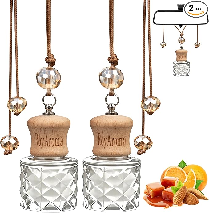 Hanging Car Air Freshener, 2 Pack Long Lasting Car Fresheners up to 30-45 Days, Natural Fragrance Cars Essential Oil Diffuser for Home Office - Pistachio Salted Caramel