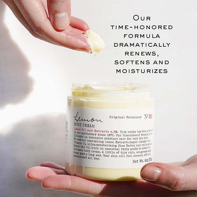 C.O. Bigelow Lemon Body Cream 8oz, Lotion for Dry Skin with Shea Butter & Lemon Extract, Moisturizing Body Lotion and Hand Treatment