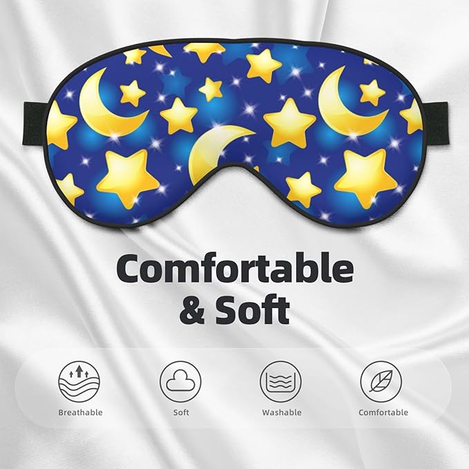 Night Sky Star and Moon Sleeping Eye Mask Eye Mask for Sleeping Soft Comfort Eye Shade Blackout Eye Cover for Deep Rest Travel Nap Meditation