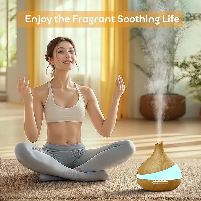 500ML Essential Oil Diffuser: Aroma Diffuser with Remote Control for Hotel Spa Yoga Room - Humidifiers for Bedroom with 14 Colors LED Night Light for Kids/Women Home Relaxation