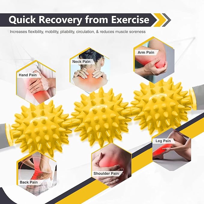 Fascia Muscle Roller, Cellulite Massager Fascia Roller for Cellulite and Sore Muscles, Neck, Leg, Back, Pressure Trigger Point Body Roller Deep Tissue Massage Stick Tools - 3 Massage Balls