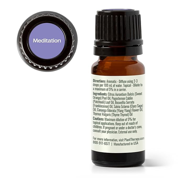 Plant Therapy Meditation Essential Oil Blend 10 mL (1/3 oz) 100% Pure, Undiluted, Therapeutic Grade