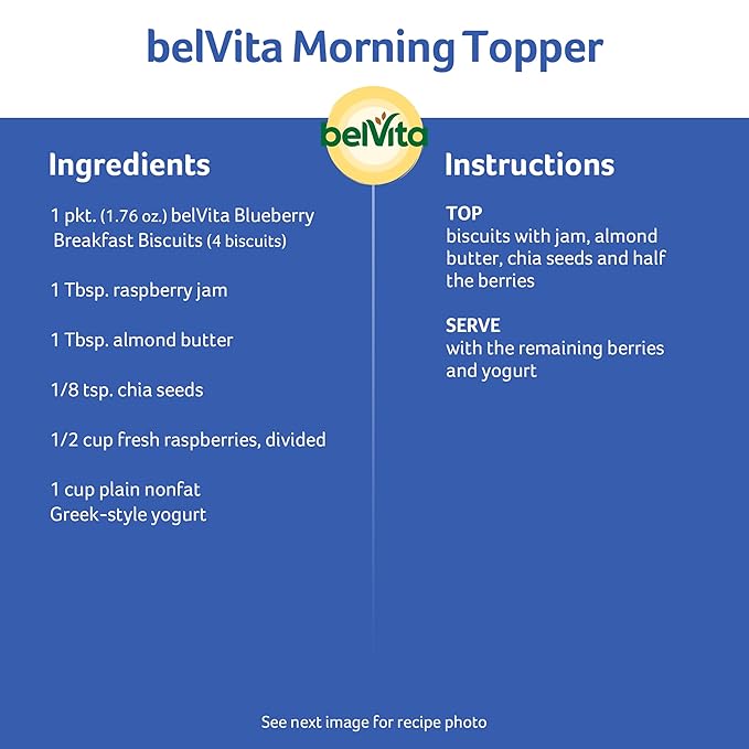 belVita Breakfast Bars Biscuits, Blueberry, 30 Total Packs, 6 Boxes (4 Biscuits Per Pack)
