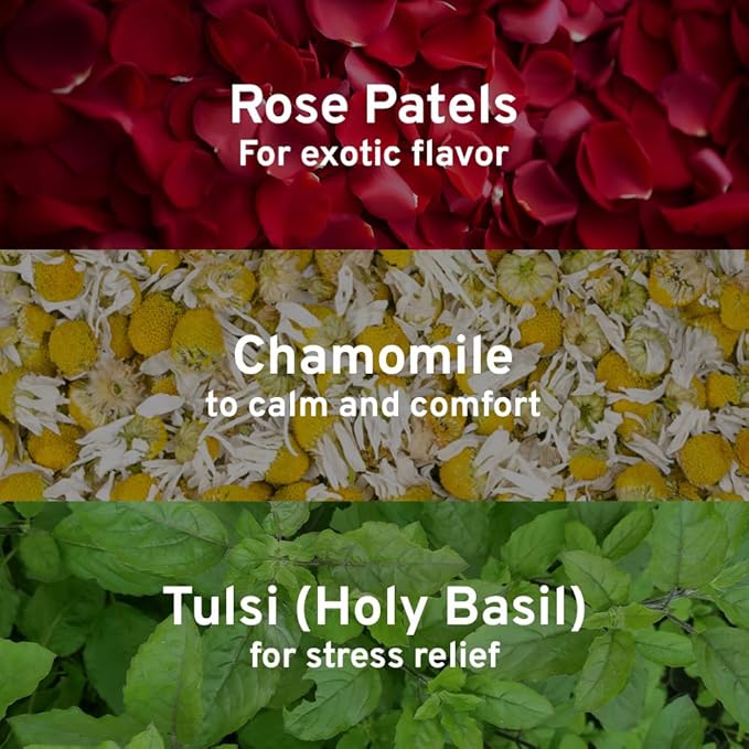 HANDPICK, Rose Buds Herbal Tea Bags - 50 Count | Caffeine Free Rose Tea with Chamomile & Tulsi | Floral & Smooth | Round Eco-conscious Tea Bags