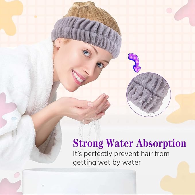 Spa Headband, Makeup Headband for Washing Face, Skincare Headbands for Girls Women, Soft Facial Makeup Head Band