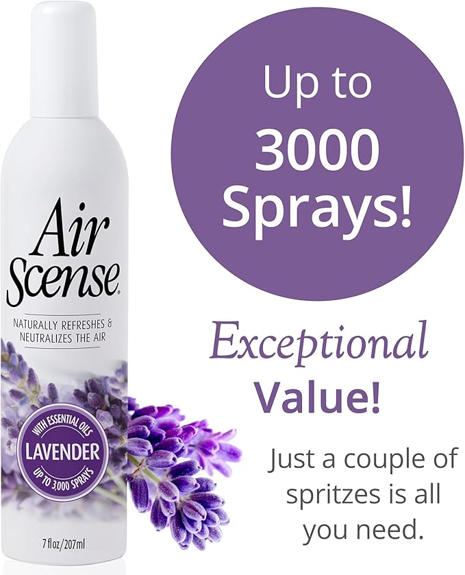 Air Scense Air Freshener Deodorizer Room Spray for Bathroom & Home, Essential Oils, Natural Lavender - 7 fl oz (1-Pack)