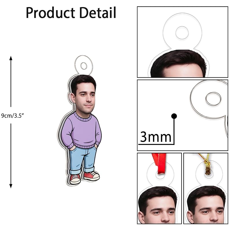 I'm Just A Chill Guy Ornament with Custom Photo, Funny Personalized Christmas Ornament, Holiday Humor Keepsake Acrylic Ornament – Personalized Christmas Tree Decoration, Custom