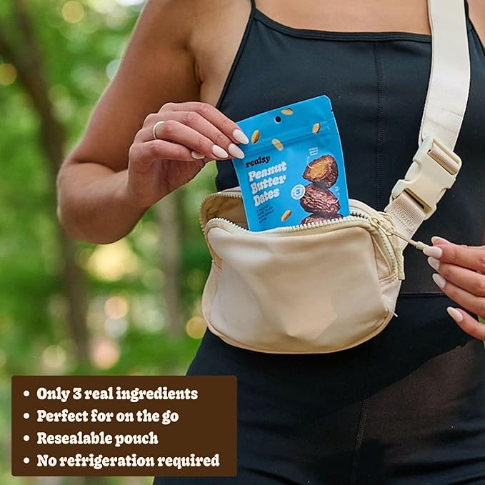 Realsy Peanut Butter Filled Medjool Dates, Organic Dates with No Sugar Added, Gluten-Free, Vegan, Good Source of Fiber, Low Glycemic Index, All Natural Healthy Snack, (10 Pack)