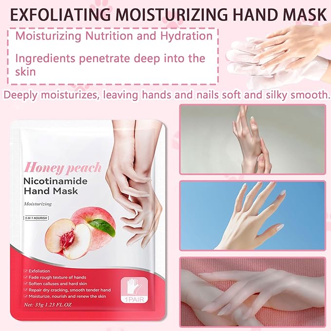 6PCS Hand Masks,Hydrating Hand Masks Moisturizing Gloves Overnight for Dry Cracked Hands,Daily Hand Care Hand Masks Gift Set for Women and Men E