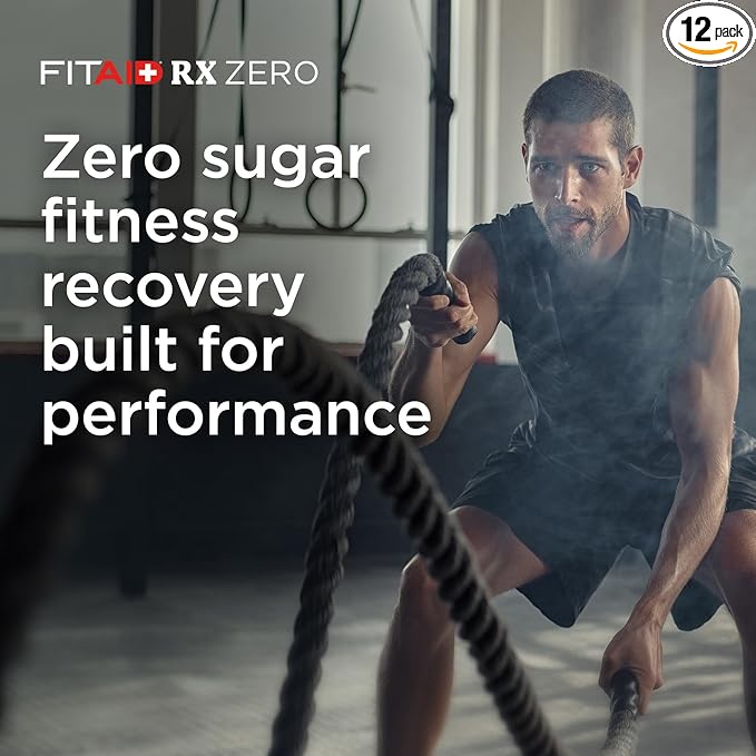 FITAID RX Zero Sugar, Encapsulated Creatine, Workout Recovery Drink, All-In-One Blend, BCAAs, Glucosamine, Turmeric, B-Complex, Electrolytes, Variety Pack, 12 Fl Oz (Pack of 12)