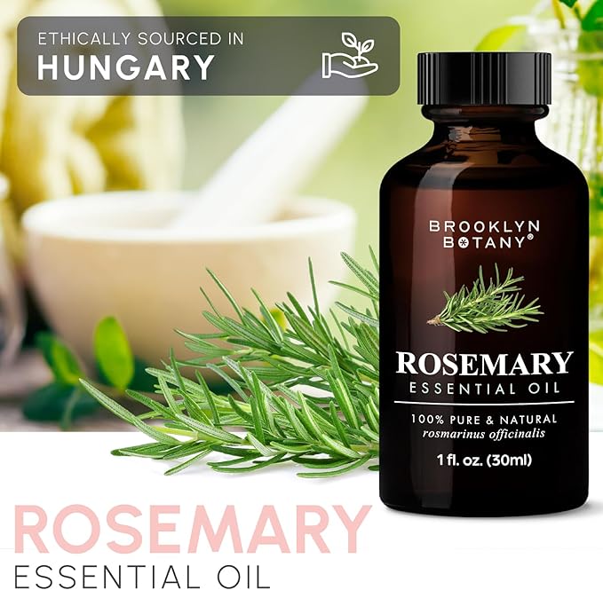 Brooklyn Botany Rosemary Essential Oil - 100% Pure and Natural - Premium Grade Oil with Dropper - for Aromatherapy and Diffuser - 1 Fl Oz