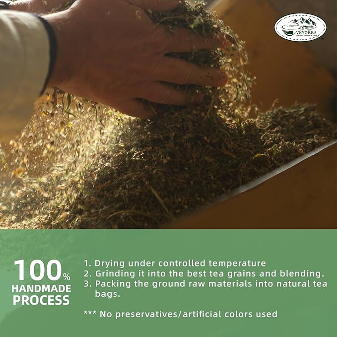 Veyorra Mullein Leaf Tea Bags - 100% Natural & Pure from Mullein Leaves.3g/Bag Non-GMO & Caffeine-Free, Loose Leaf Mullein Herbal Tea For Detox & Respiratory Support (110Bags)