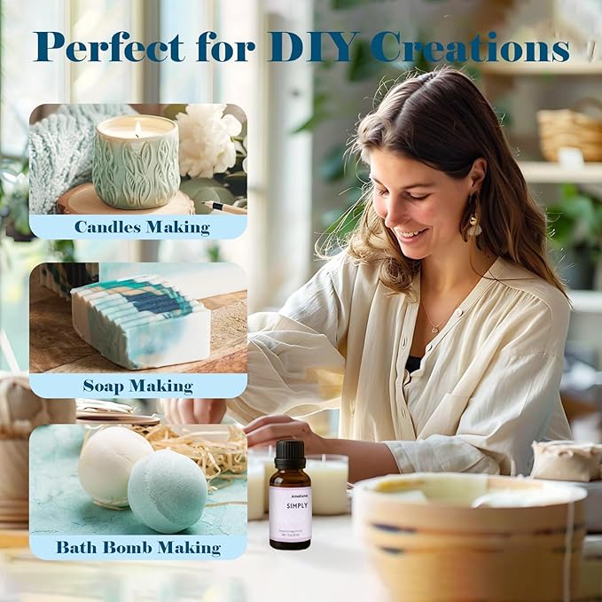 AmaKane Simply Essential Oil 30ml, Clean Fragrance Oil for Candle Soap Making, Premium Diffuser Oil for Home, Long-Lasting Aromatherapy Oil for Laundry