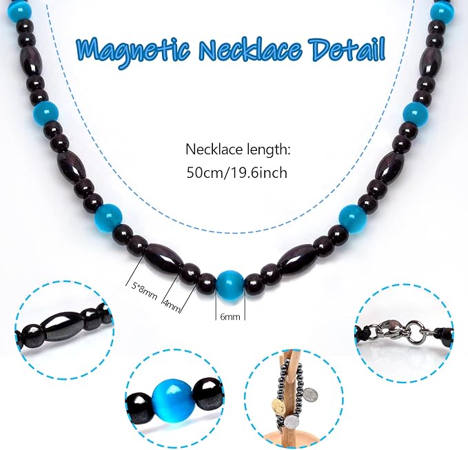 Hion Magnetic Therapy Necklace with Aquamarine Stone