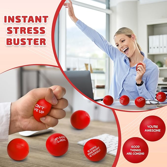 54PCS Motivational Stress Balls for Adults and Kids - Stress Balls Bulk Soft Sponge Squeeze Toys with Inspirational Quotes | Office Classroom Stress Relief Gifts | Anxiety Relief Fidget Toys