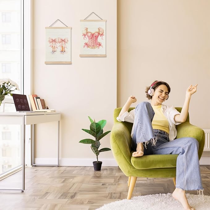 Exqcom Coquette Pink Bow High Heels Dressers Wall Art Poster, Coquette Room Dorm Decor, Pink Girly Aesthetic Posters for Girls Bedroom Dorm Bathroom Apartment, 12x16 Inches Set of 2