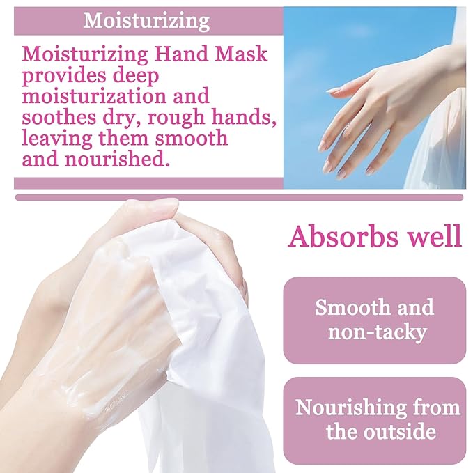 Hydrating Hand Masks, 6PCS Hand Mask Moisturizing Gloves for Men Women, Smooth Long Lasting Soft Exfoliating Hand Peeling Spa Mask Moisturizer Beauty Gift Set for Dry Cracked Rough Dull Hands（C)