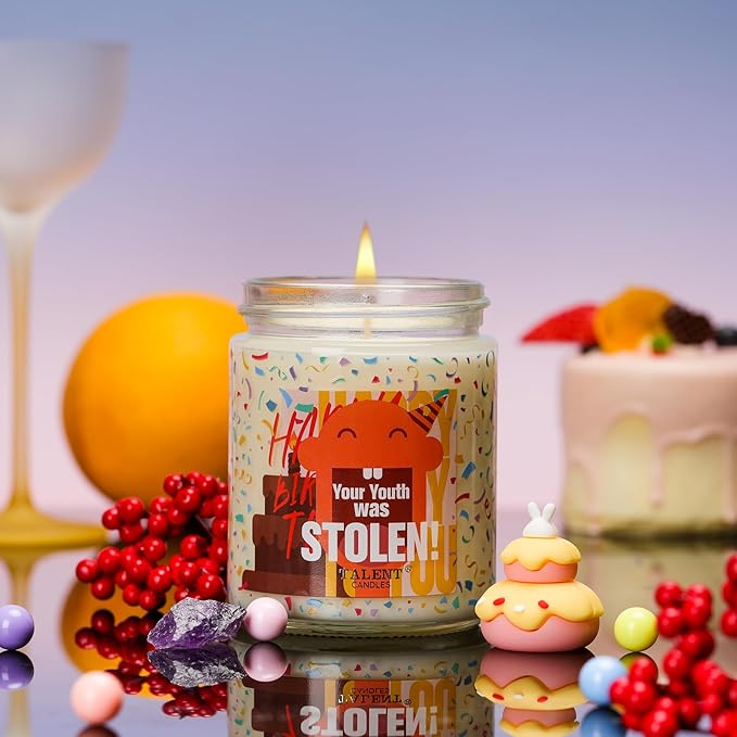 Happy Birthday Candle, Birthday Gifts for Women Girls Best Friend, Birthday Candles Gifts Ideas, Champagne Cassis & Honey Jasmine Scented Candles