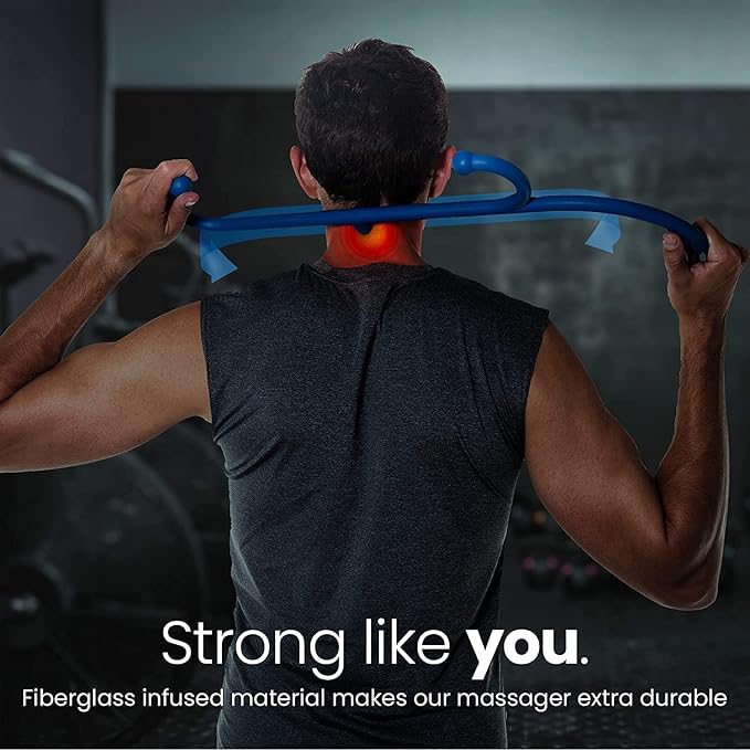 Mount Plus MP005 Back Massager Handheld Tool | Back and Neck Massager | Trigger Point Therapy Self Massage Tool | Fibromyalgia Pain Relief (10 Pack Blue)