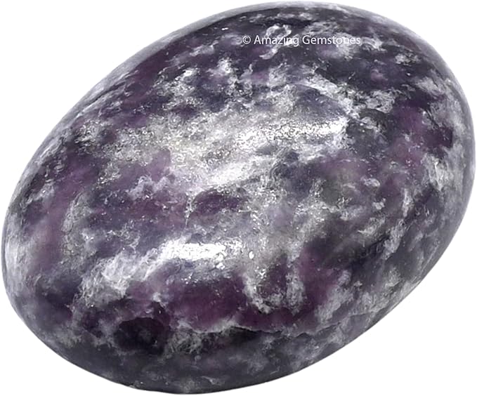 Amazing Gemstone Lepidolite Crystals and Healing Stones - Large Palm Stone Crystals Piedra - Crystal for Good Luck, Balanced Positive Energy, Meditation - Unique Stocking Stuffers Gifts for Women, Men