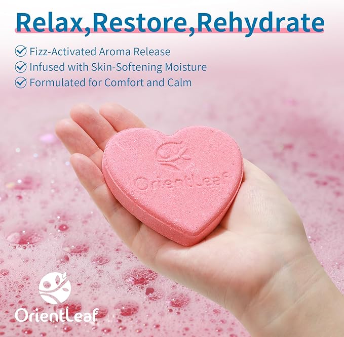 Bath Bombs for Women, Stocking Stuffers, Bath Bombs Fruit Scented Strawberry, Orange, Coconut, 6 x 2 oz