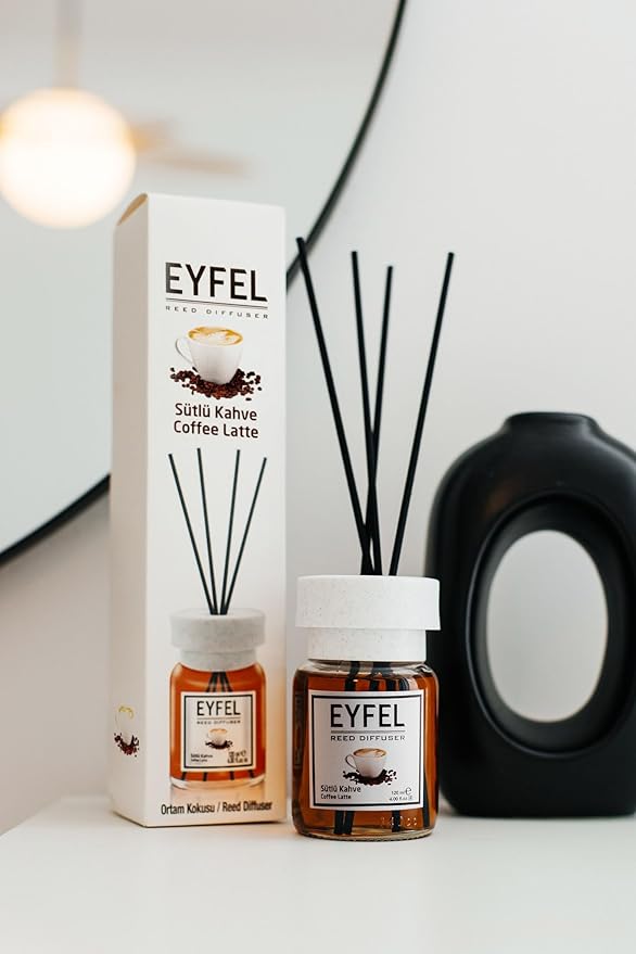 EYFEL Reed Diffusers for Home – Coffee Latte Reed Diffuser Set 4.05 fl oz Oil Diffuser Sticks, Bathroom Diffuser, Oil Reed Diffuser, Scented Sticks, Oil Diffuser Sticks, Authentic