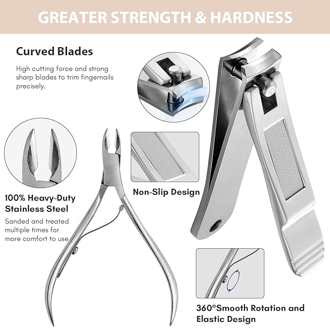 FAMILIFE Gifts for Women, Manicure Set Professional Manicure Kit 11 in 1 Nail Kit Nail Clippers Tools Stainless Steel with Rose Gold Leather Case Travel Sets