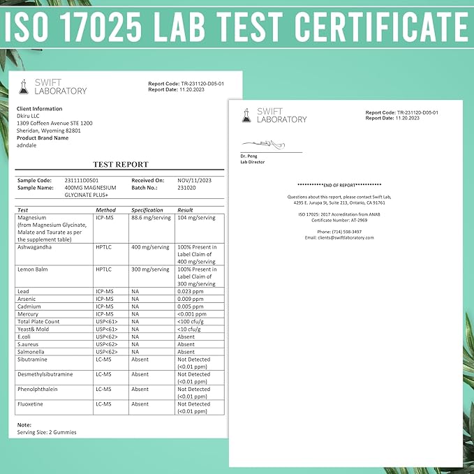 Adndale 90 CT Magnesium Glycinate Gummies 400 mg/Serv with Ashwagandha, Magnesium Malate & Taurate, Sugar Free Chews for Adults & Kids.