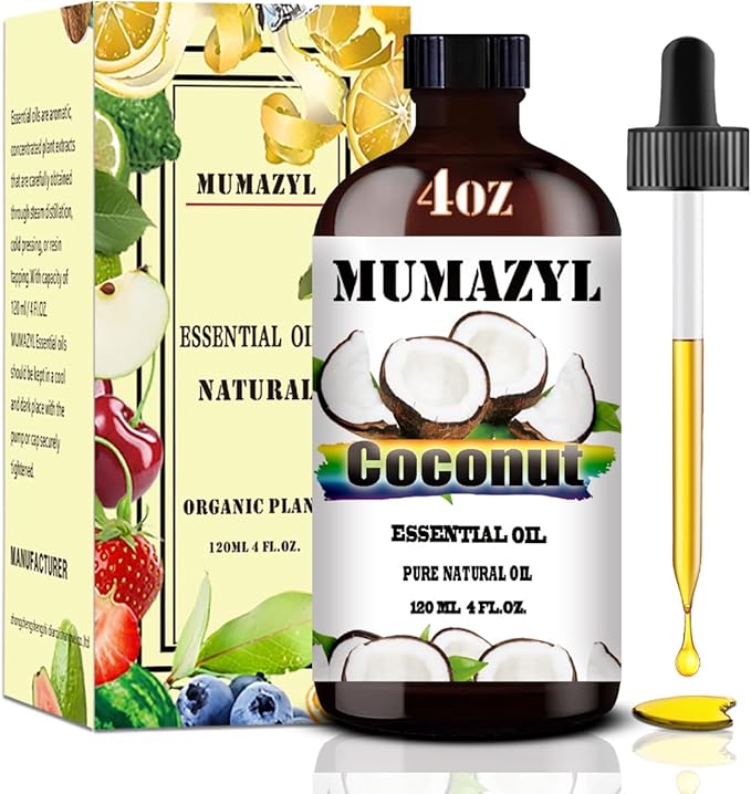 Coconut Essential Oil, Coconut Oil 4 Fl Oz 120ML for Diffuser Humidifier Yoga Cleaning DIY Candle Soap Making Essential Oils