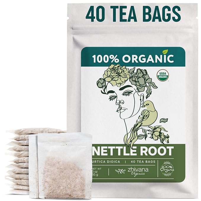 Organic Stinging Nettle Root Tea (40 Tea Bags) - Traditionally Used Herbal Tea for Men’s Health - Supports Prostate, Hormonal Balance & Energy - Té de Raíz de Ortiga