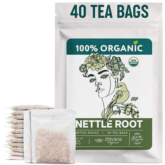 Organic Stinging Nettle Root Tea (40 Tea Bags) - Traditionally Used Herbal Tea for Men’s Health - Supports Prostate, Hormonal Balance & Energy - Té de Raíz de Ortiga
