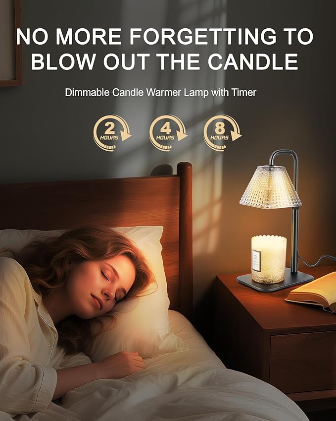 Candle Warmer Lamp with Timer Dimmer - Birthday Gifts for Women Mom House Warming Gift New Home Room Decor, Adjustable Height Wax Melt Warmer Lamp for Scented Jar Candles with 2 Bulbs