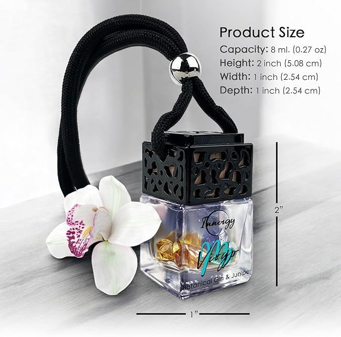 Innergy Virgo Zodiac Crystal Infused Car Air Freshener - Portable 8 ml. Hanging Essential Oil Diffuser for Vehicle, Long-Lasting Fragrance, Eco-Friendly Design, Freshness On The Go!