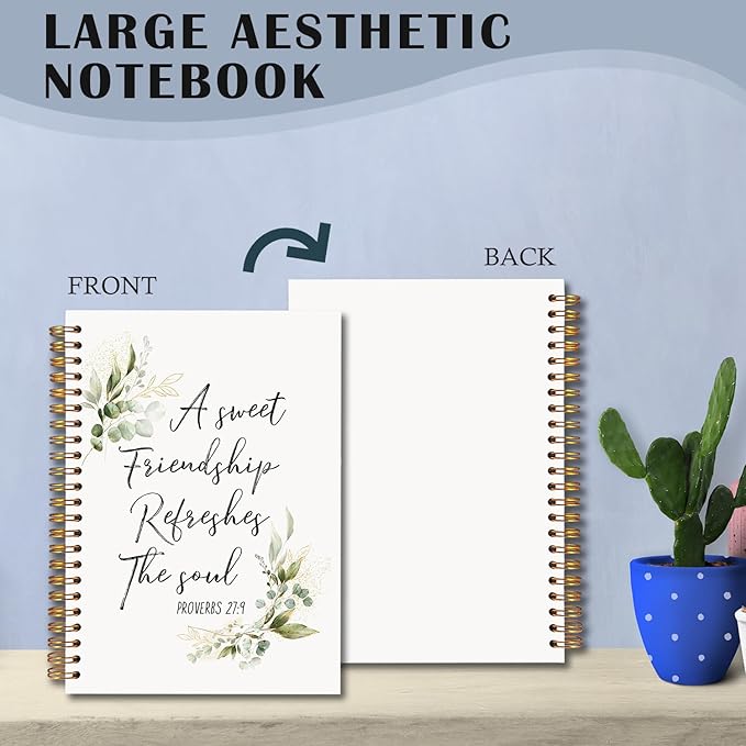 a Sweet Friendship Refreshes the Soul Christian Spiral Notebooks, Proverbs 27:9 Bible Journal, Gifts for Christian Women Friends, Religious Notebook for Note Taking, 5.5x8.3 Inch