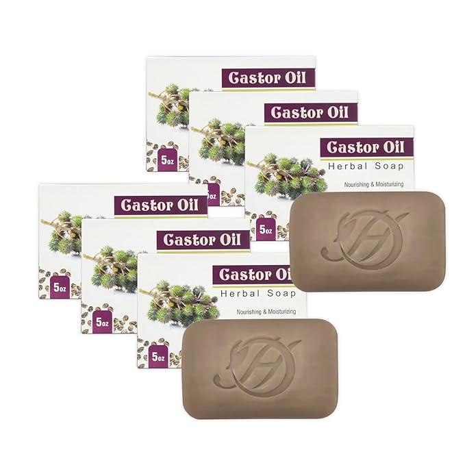 HERBOGANIC Castor oil Herbal Soap | Pack of 6 of 5oz soap Bar | Ideal for Men and Women, Soothing and Nourishing Soap for Moisturization