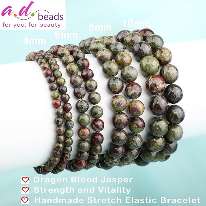 AD Beads 4mm6mm8mm10mm Handmade Bracelet - Natural Gemstone for Peace and Tranquility - Meditation, Yoga, Healing and Energy Gift for Unisex