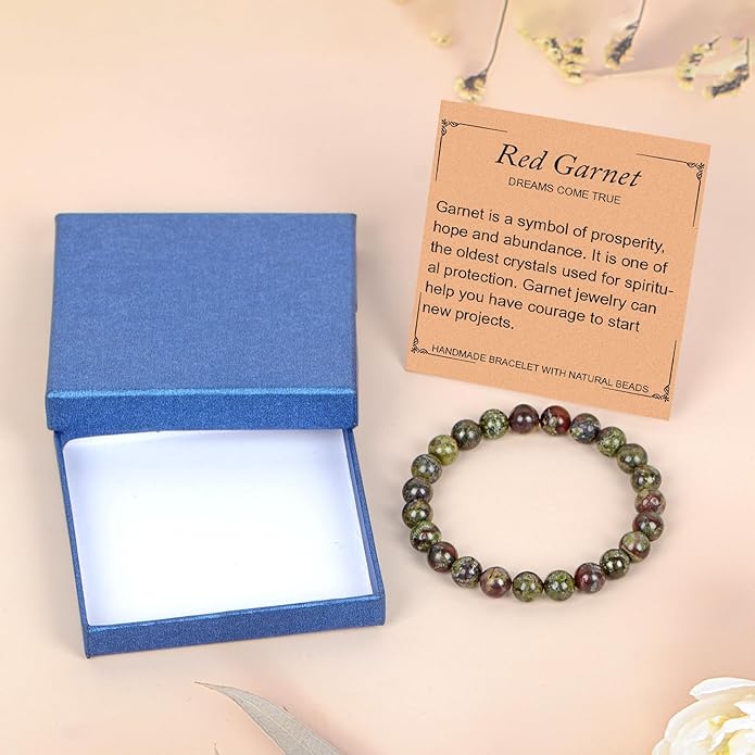 LPBeads Handmade Natural Gemstone Stretch Elastic Bracelet Healing Crystal Round Stone Beads Jewelry Gifts for Women Men