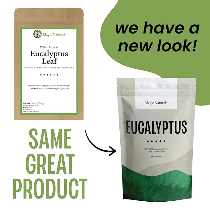 MagJo Naturals Dried Eucalyptus Leaf Cut & Sifted (16 Oz) Herbal Tea, Packaged in the USA with Resealable Bag