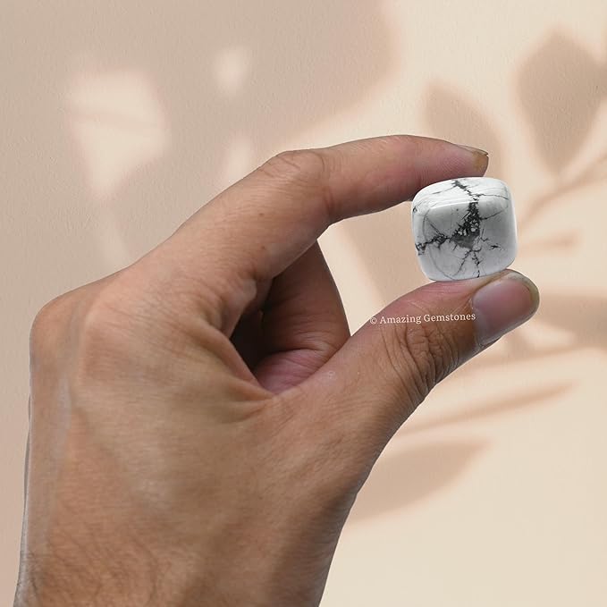 Amazing Gemstone Howlite Crystals and Healing Stones Tumbled - 1000+ Carats Howlite Stone Gem Stones, Natural Healing Stones for Energy Balance, Stress Relief - Premium Polished Gems Rocks