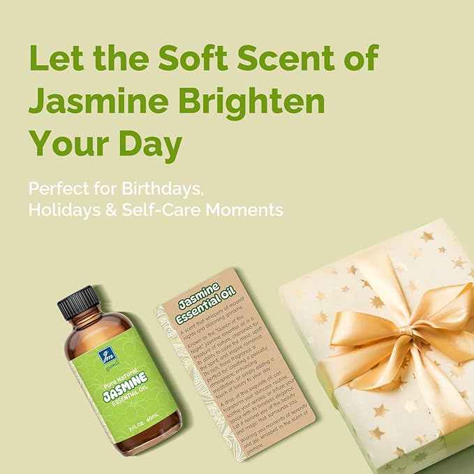 Jasmine Essential Oil 2 Oz, 100% Pure Jasmine Oil for Diffuser, Skin, Hair, Body & Face, Perfume, Floral Scent for Relaxation, Aromatherapy & Massage