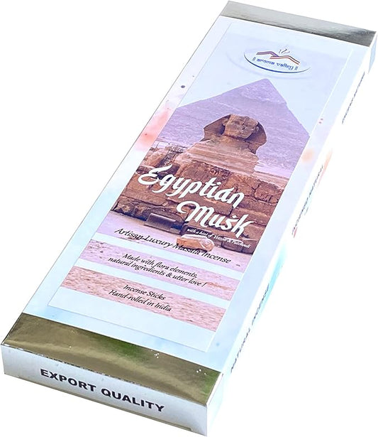 Egyptian Musk Incense Sticks - Artisan Luxury Masala Incense - Mesmerizing Scent of red Egyptian Musk with hints of Vetiver and Patchouli - Handrolled 30 Sticks