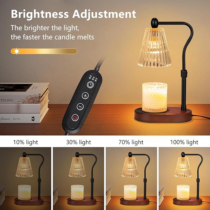 Candle Warmer Lamp with Dimmer, Candle Warmer with Timer Adjustable Height for Scented Wax Jar Candles, Gifts for Women Mom New Home Decor, for Women Mothers Day