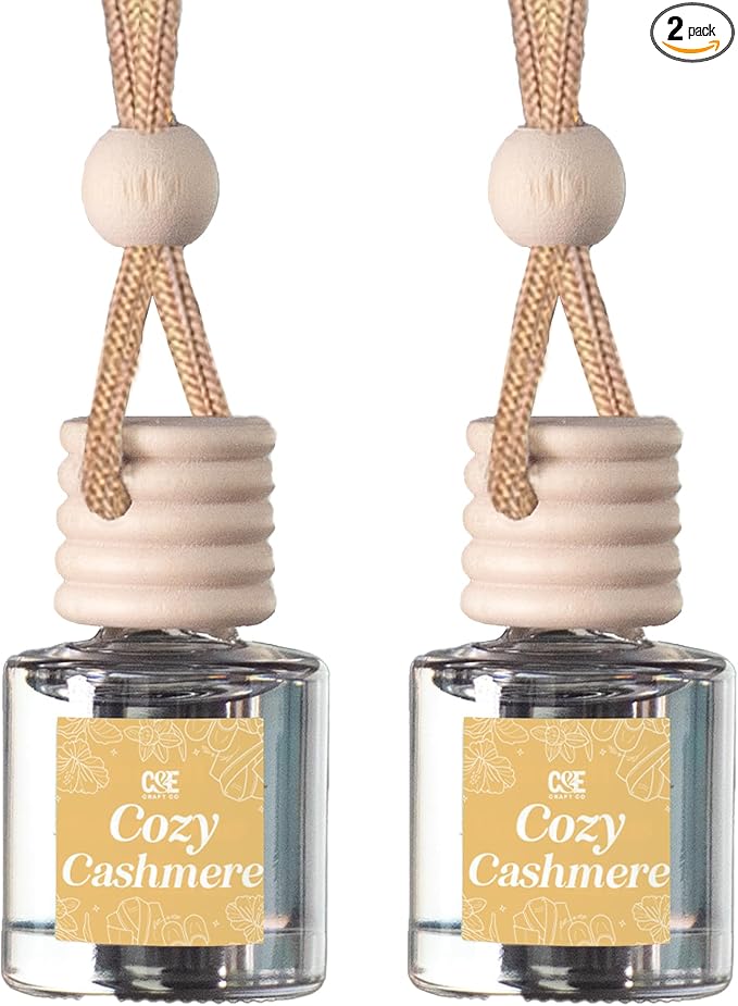 CANDECraftCo Car Air Hanging Fragrance Oil, Car Auto Freshener for Essential Oils, Scents Fragrance Aromatherapy Automobile Diffuser, Long Lasting (Cozy Cashmere)