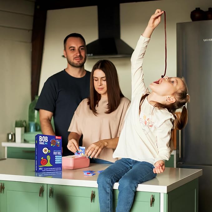 Bob Snail Fruit Roll Ups – Healthy Sweets Snacks, Real Dried Fruits, No Added Sugar, Vegan, Nut Free, Candy for Adults, Kids, with Apple-Blueberry – Bulk 50 pcs Rolls, 500g