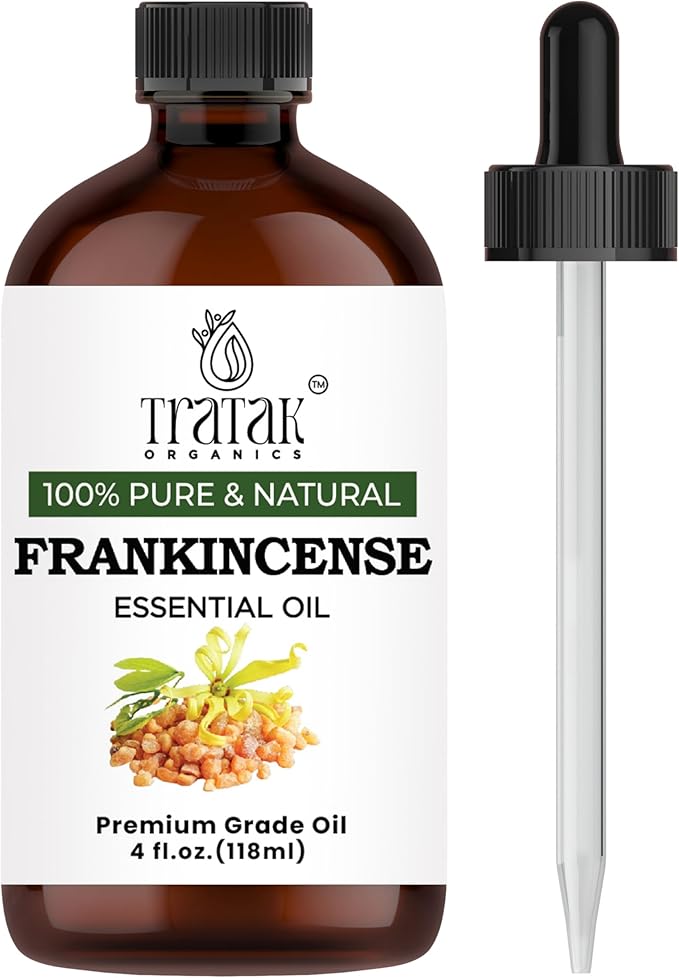 Frankincense Essential Oil 4 FL OZ – 100% Pure Oil with Glass Dropper, Therapeutic Grade for Aromatherapy, Diffuser, Skin Care & Massage, Meditation, DIY Candles & Soap Making