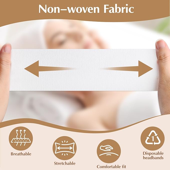 150 PCS Disposable Hairband for Women, Non-woven Fabric Spa Headband for Makeup, Travel, Securing Hair during Facial
